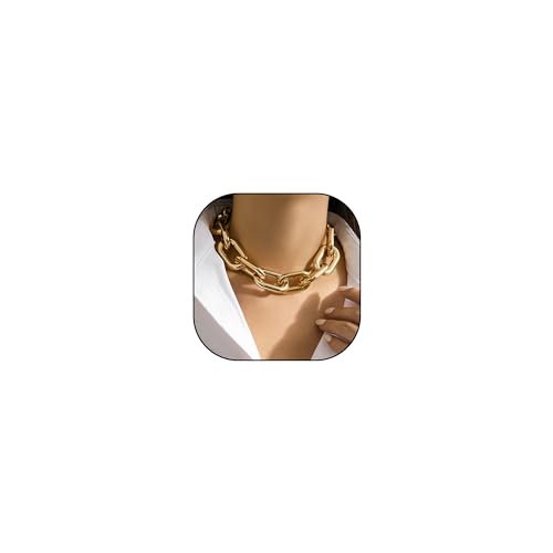 Oudtrof Chunky Gold Layered Necklaces Stack for Women Chunky Chain Necklace Stackable Choker Necklaces Trendy Paperclip Pendant Necklaces for Women Teen Girl Gifts, Zink, Kein Edelstein von Oudtrof
