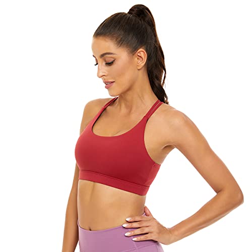 Oufusilk Damen Sport BH Gepolstert Bustier Damen BH Ohne Buegel Bequemer BH Spaghettiträger Cross Back Design Push up BH Sport Bra mit Abnehmbaren Cups von Oufusilk