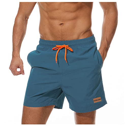 Ougelebo Badehose Herren Badeshorts Herren Kurz Männer Schnelltrocknend Boardshorts Schwimmhose Herren Strandshorts Swimming Shorts Men Pfauenblau S von Ougelebo