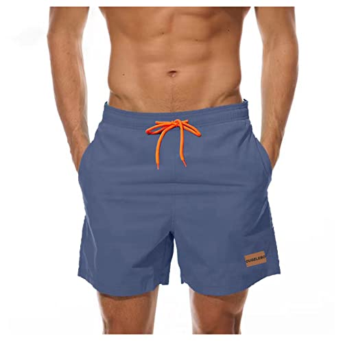 Ougelebo Badehose Herren Badeshorts Herren Kurz Männer Schnelltrocknend Kurze Schwimmhose Strandhose Herren Swim Bade Shorts Man Denim Blue L von Ougelebo