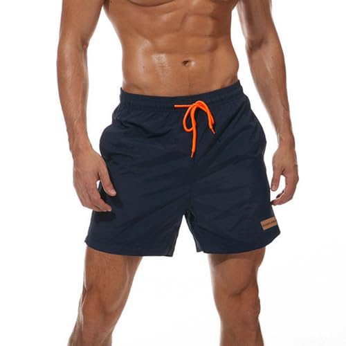 Ougelebo Badehose Herren Badeshorts Herren Kurz Männer Schnelltrocknend Kurze Schwimmhose Strandhose Herren Swim Bade Shorts Man Dunkelblau L von Ougelebo