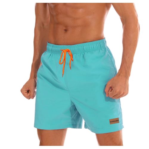 Ougelebo Badehose Herren Badeshorts Herren Kurz Schnelltrocknend Männer Schwimmhose Herren Strandshorts Beach Swim Shorts Trunks Men Blauer See M von Ougelebo