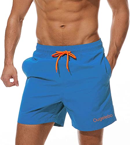 Ougelebo Badehose Herren Badeshorts Herren Kurz Schnelltrocknend Männer Schwimmhose Herren Strandshorts Swim Shorts Trunks Men Navyblau M von Ougelebo