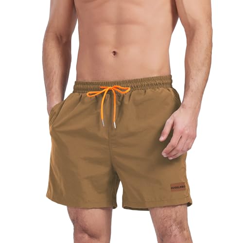 Ougelebo Herren Badehose Badeshorts Herren Kurz Shorts Schnelltrocknend Männer Schwimmshort Schwimmhose Herren Boardshorts Beachshorts Kaffee 3XL von Ougelebo