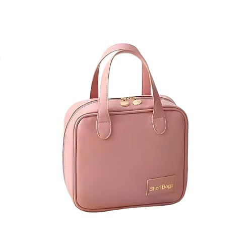 Ouhui Kosmetiktasche für Damen, große Kapazität, Reise-Make-up-Tasche, tragbare PU-Organizer-Tasche für Mädchen, wasserdichte Make-up-Tasche, Reiseutensilien, Pink von Ouhui