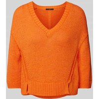 Oui Strickpullover mit V-Ausschnitt in Orange, Größe 36 von Oui