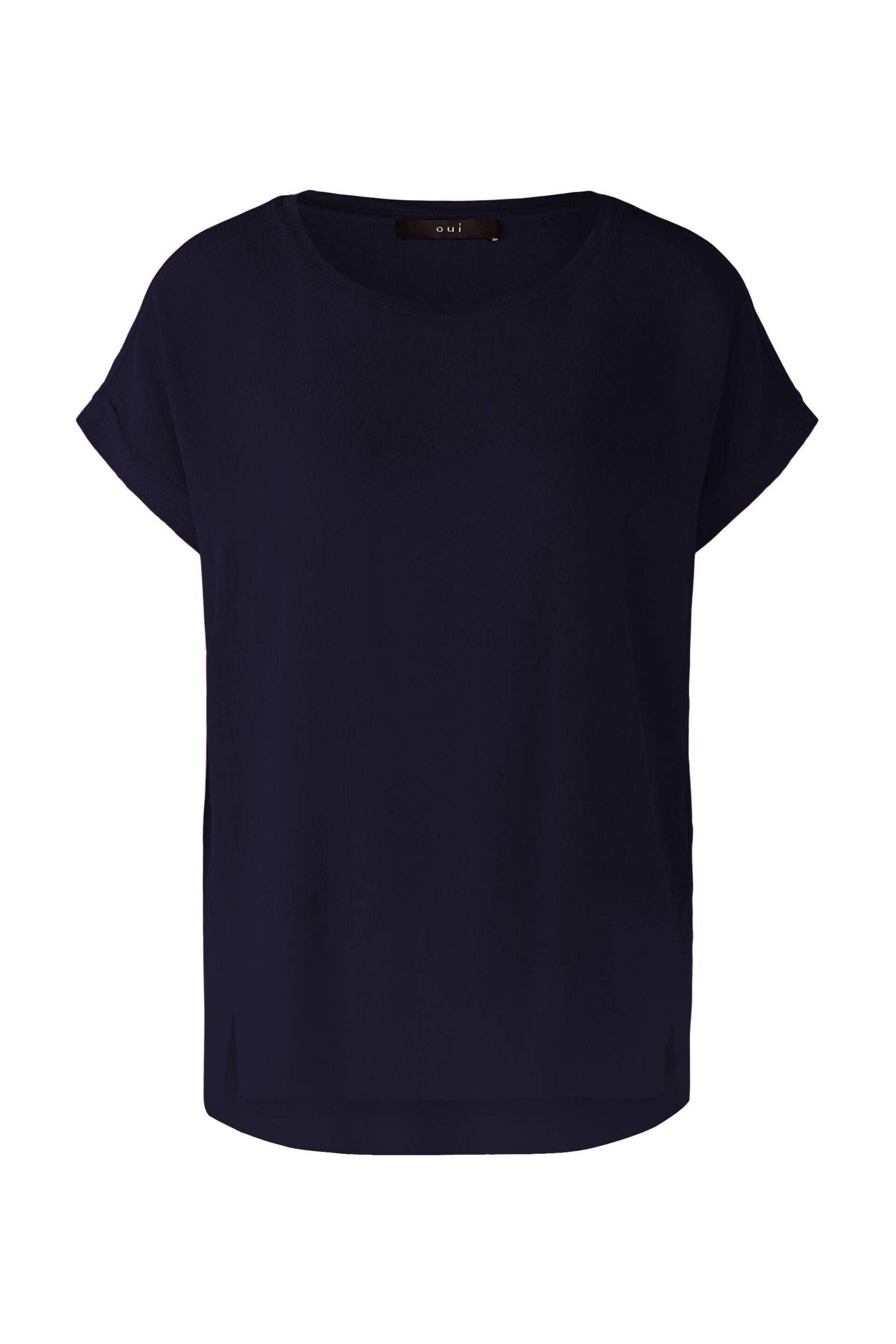 Oui - AYANO Blusenshirt 100% Viskosepatch darkblue - Gr. - 38 von Oui