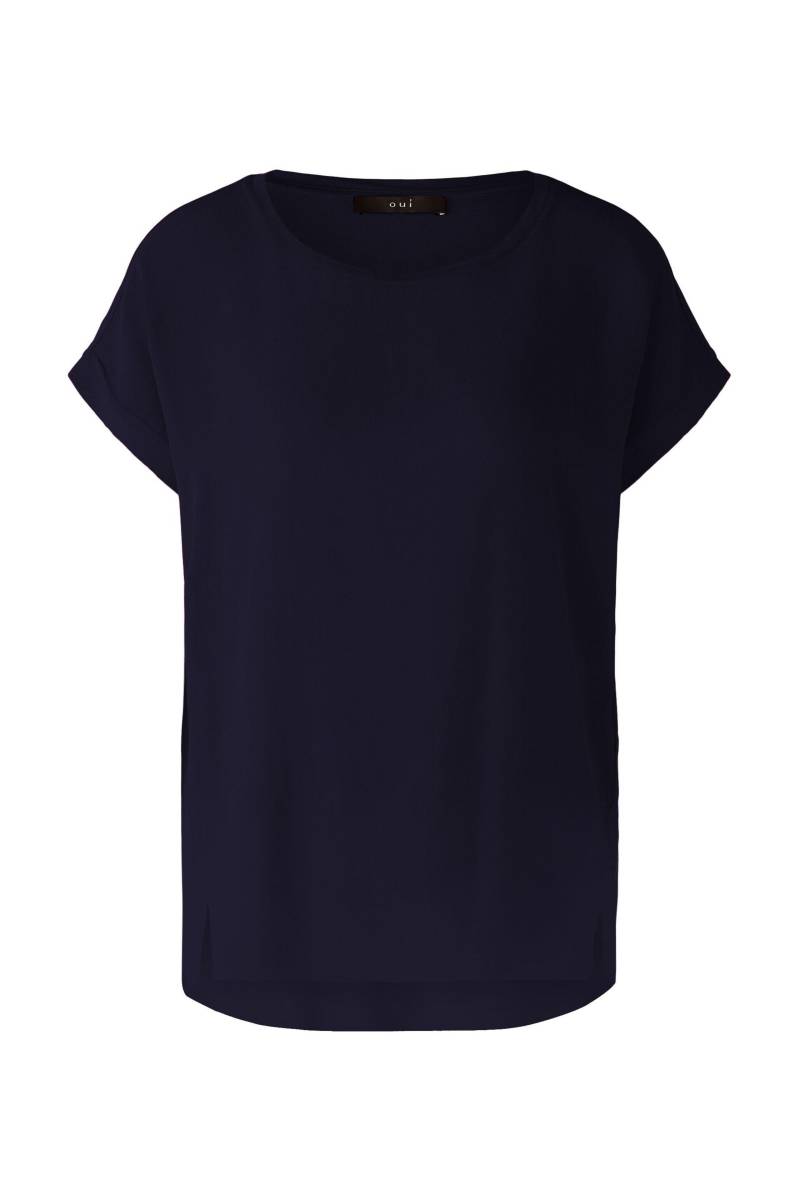 Oui - AYANO Blusenshirt 100% Viskosepatch darkblue - Gr. - 38 von Oui