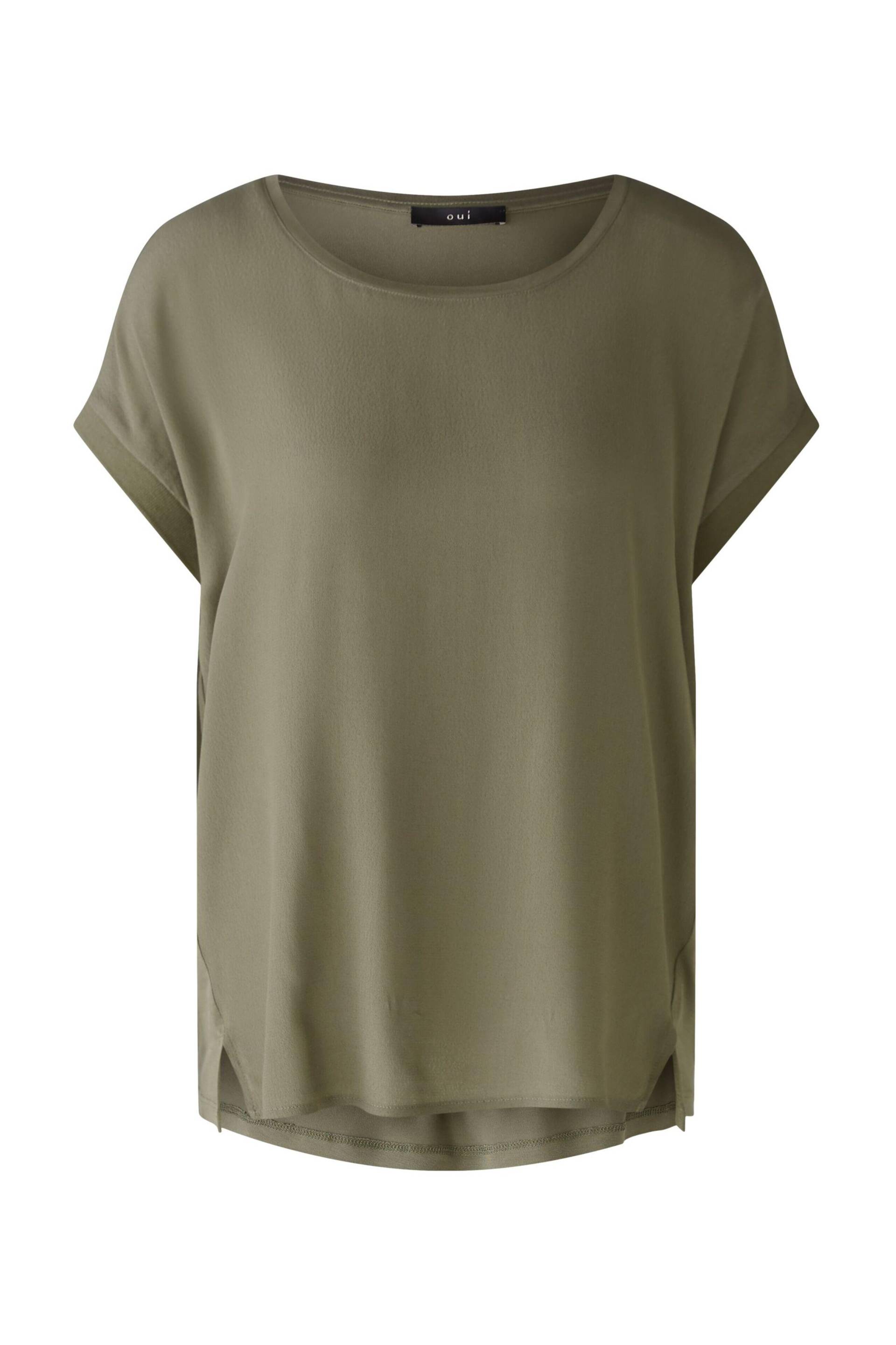 Oui - AYANO Blusenshirt 100% Viskosepatch dusty olive - Gr. - 40 von Oui