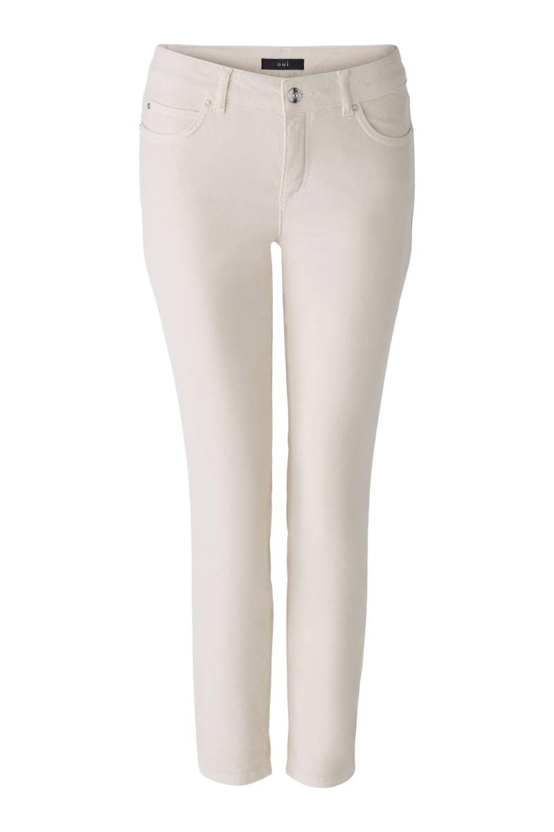 Oui - BAXTOR Cord Jeggings Slim Fit, cropped light beige mel - Gr. - 40 von Oui