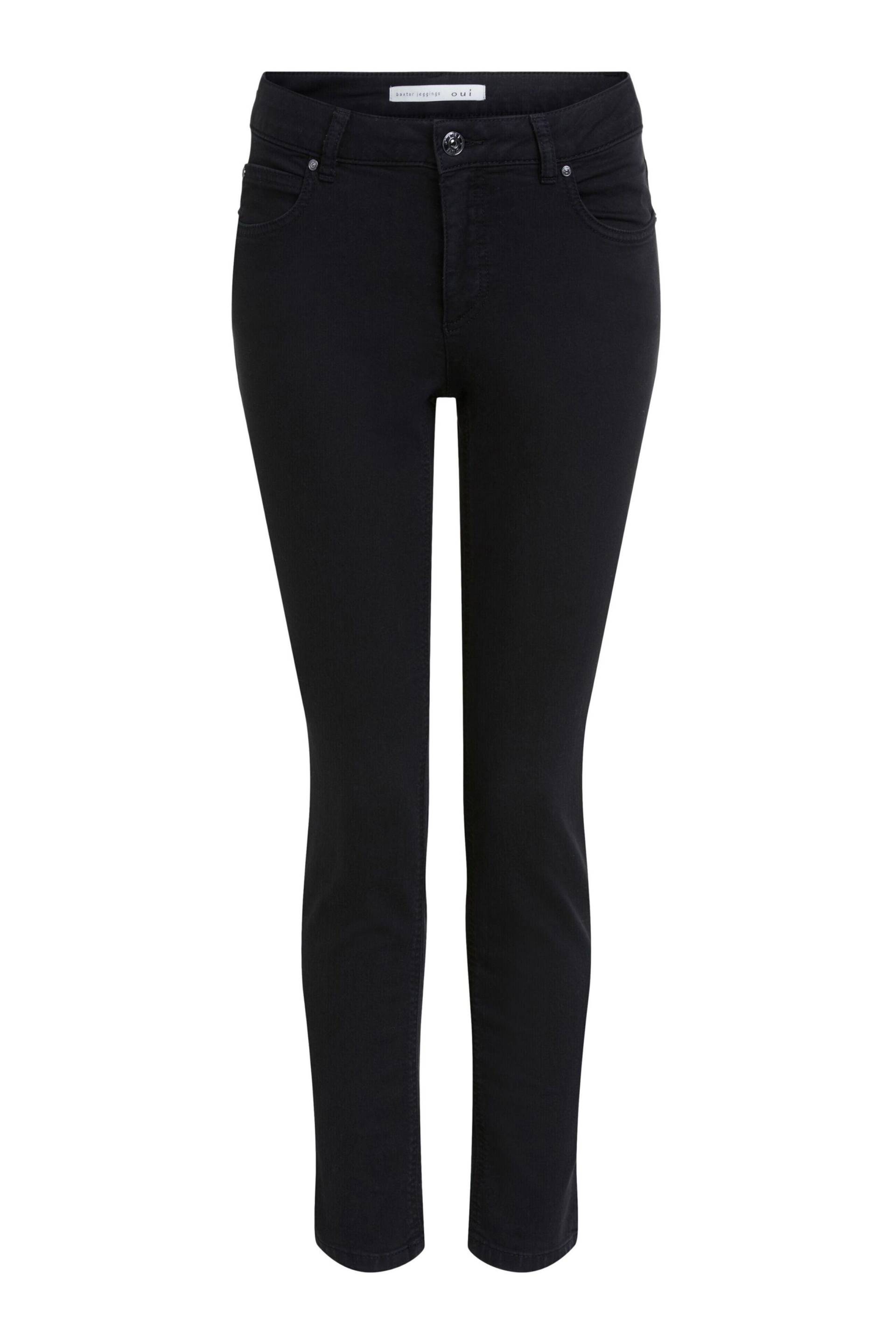 Oui - BAXTOR cropped Jeggings mid waist, slim fit black - Gr. - 42 von Oui