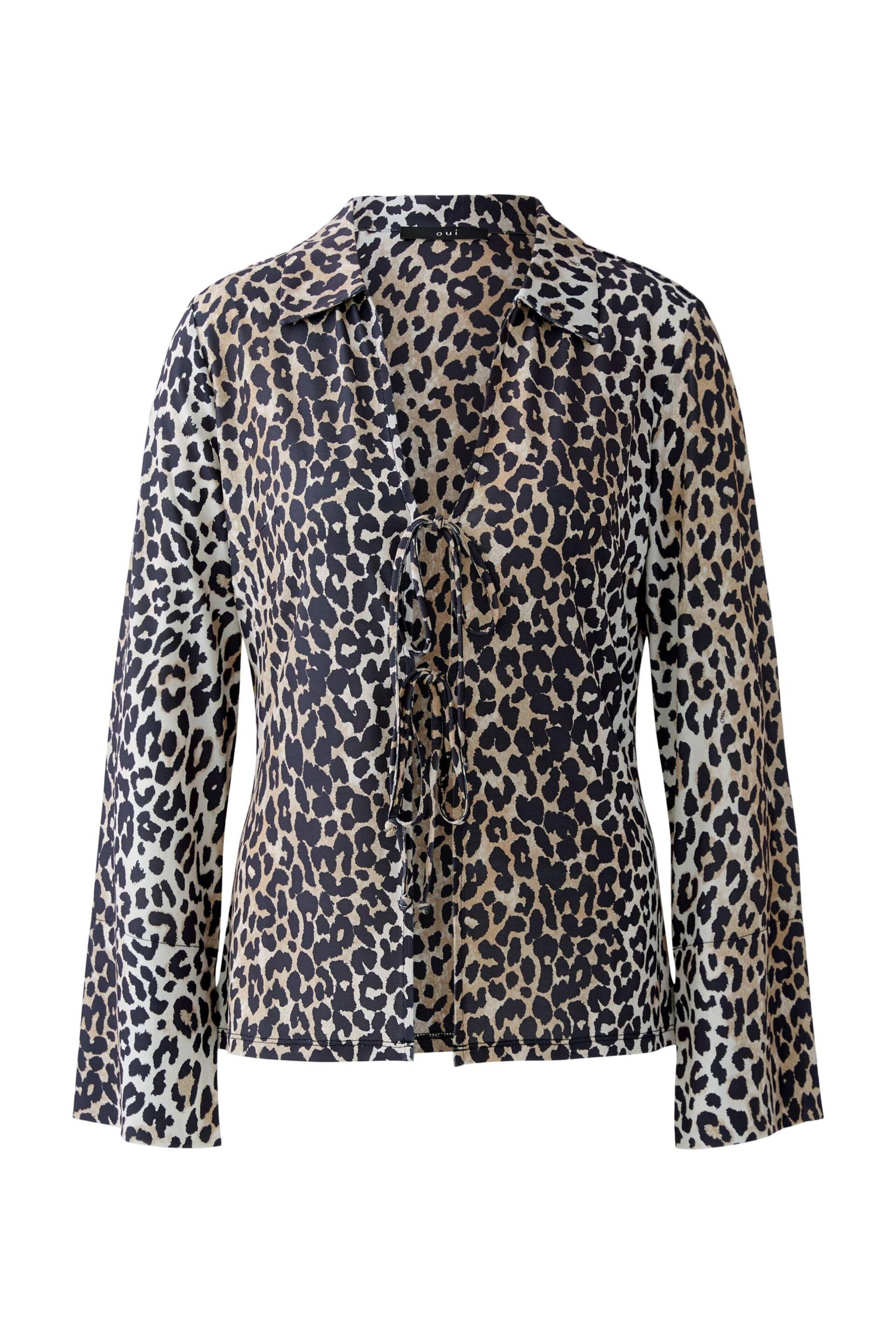 Oui - Bluse Silky Touch Qualität dk camel black - Gr. - 38 von Oui