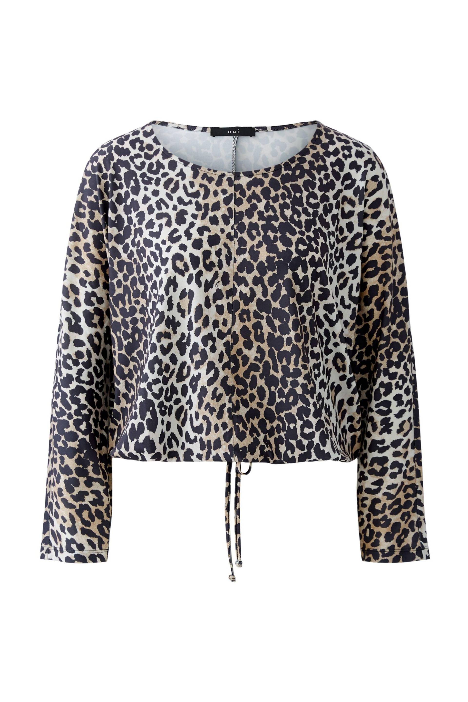 Oui - Bluse Silky Touch Qualität dk camel black - Gr. - 40 von Oui