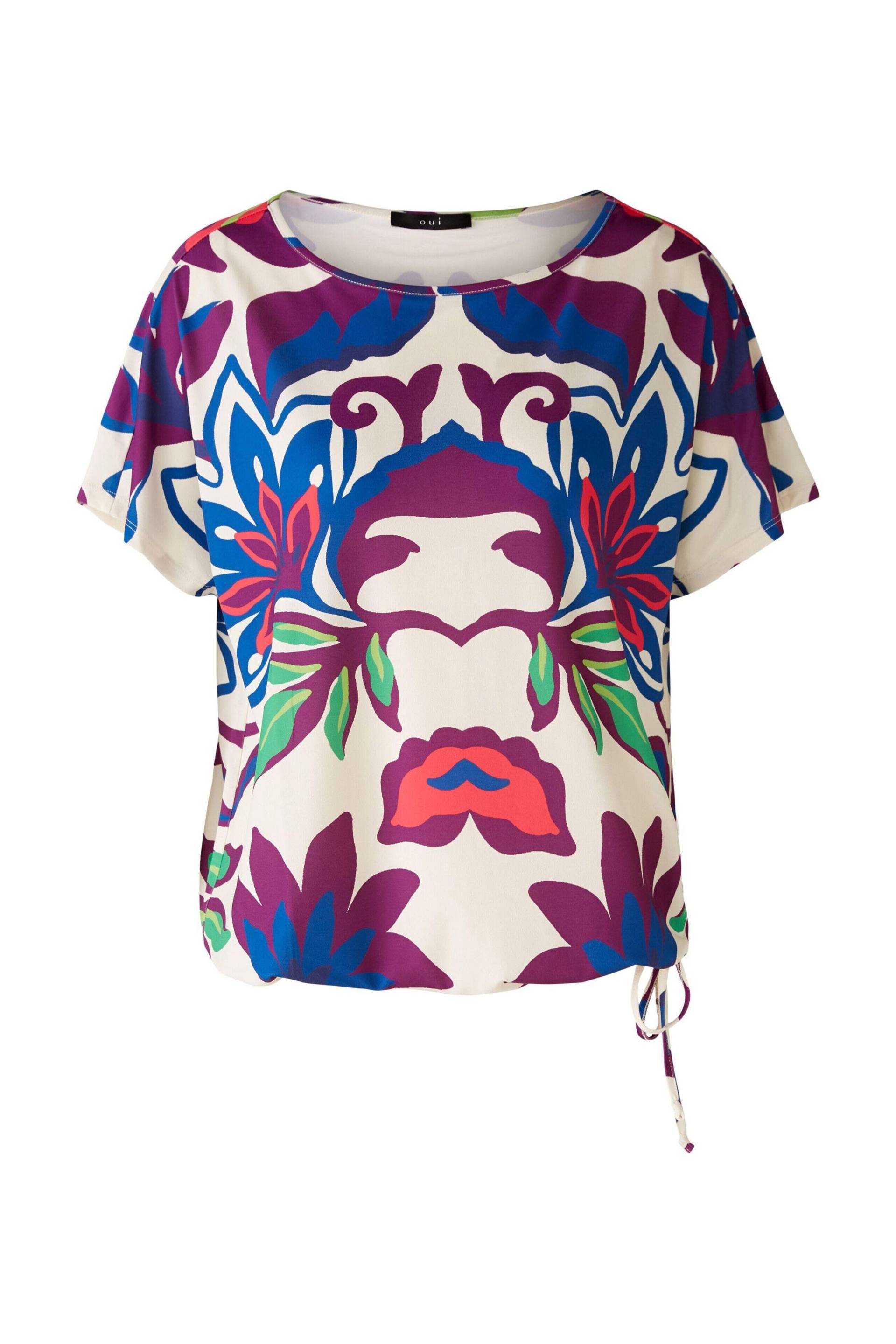 Oui - Bluse Silky Touch Qualität white violett - Gr. - 36 von Oui