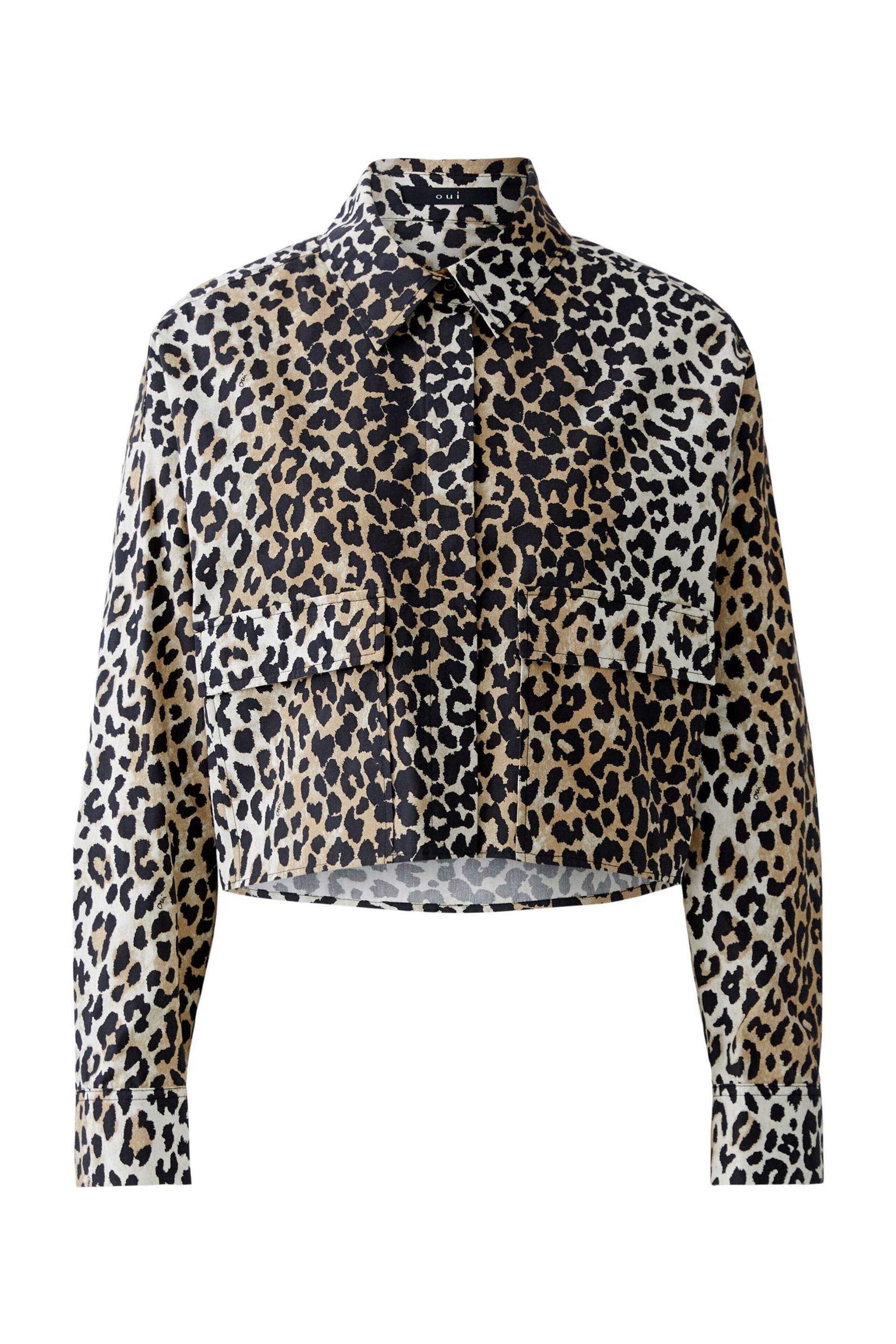 Oui - Bluse reine Baumwolle dk camel black - Gr. - 36 von Oui