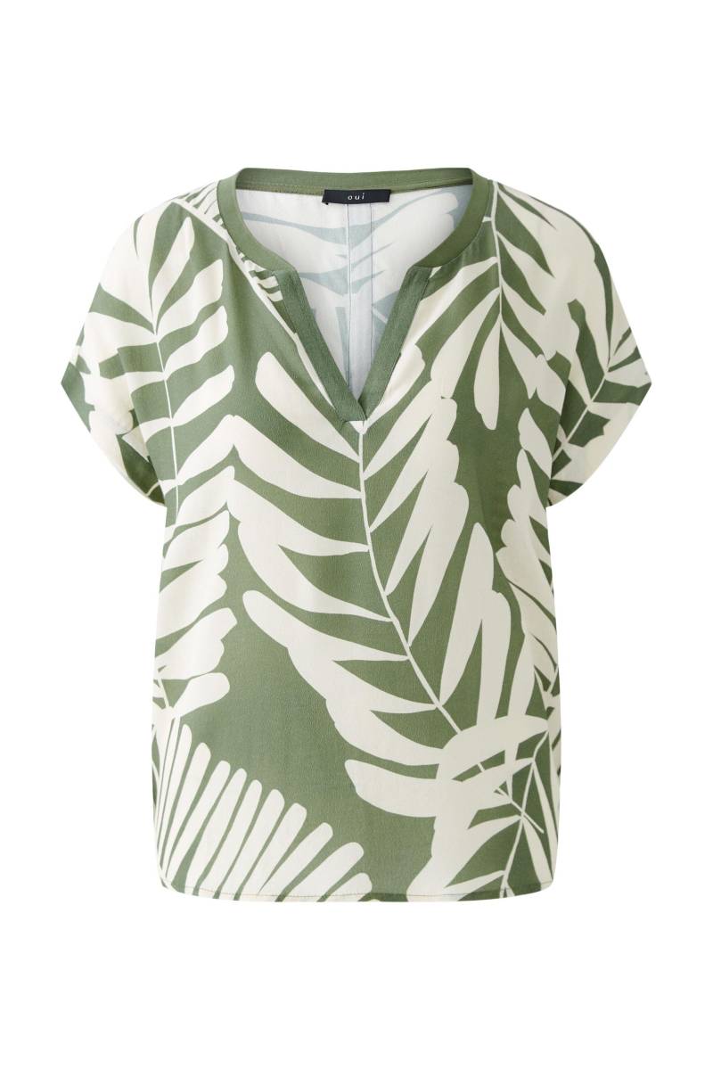 Oui - Blusenshirt Viskosepatch khaki stone - Gr. - 44 von Oui