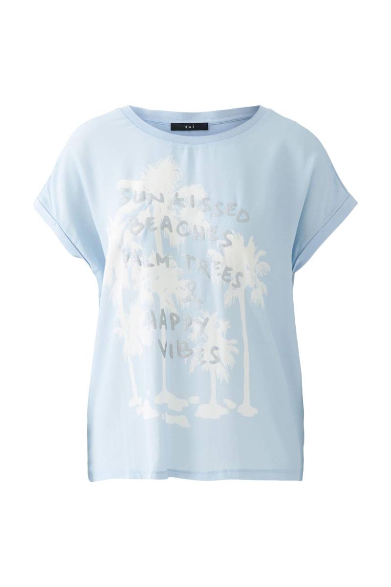 Oui - Blusenshirt Viskosepatch powder blue - Gr. - 36 von Oui