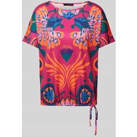 Oui Blusenshirt mit Allover-Muster in Fuchsia, Größe 34 von Oui