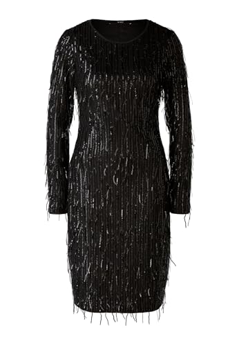 Oui Damen Abendkleid mit Pailletten tailliert geschnitten Uni von Oui