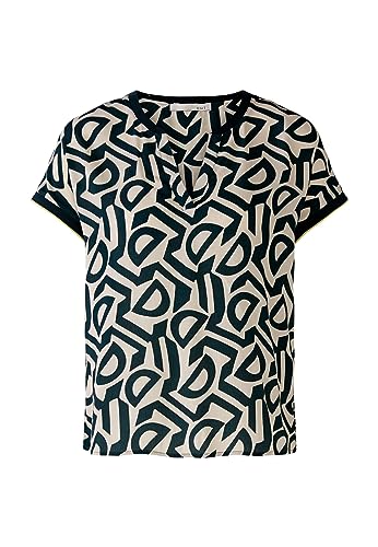 Oui Damen Blusenshirt Viskose-Baumwollmischung lässig geschnitten Alloverprint Freizeit Y-Ausschnitt Blende Viskosemischung von Oui