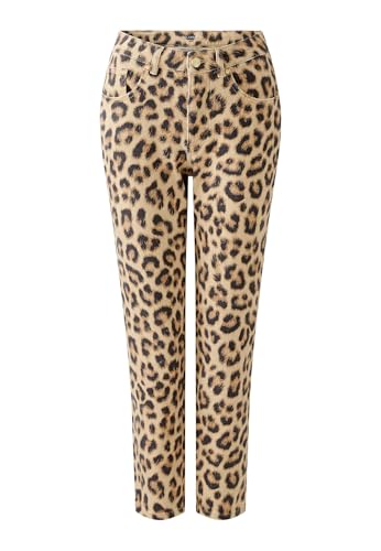 Oui Damen Jeans The Relaxed Cropped Length Relaxed fit Animalprint Freizeit Baumwollmischung von Oui