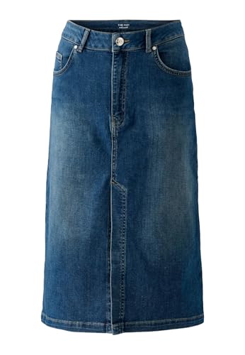 Oui Damen Jeansrock The MIDI mid Waist, hoch elastisch schmal geschnitten Uni von Oui