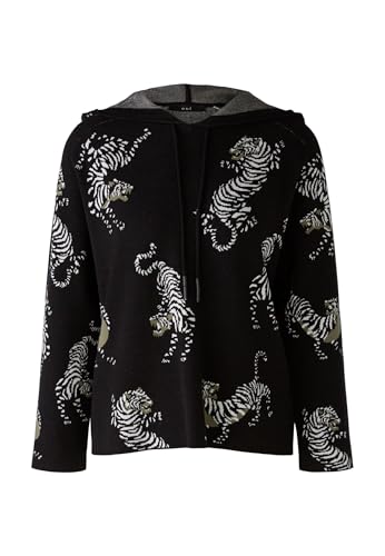 Oui Damen Kapuzenpullover Viskosemischung lässig geschnitten Animalprint von Oui