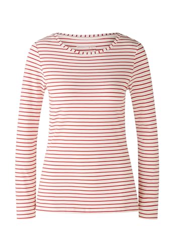 Oui Damen Langarmshirt SUMIKO elastische Cotton-Modalmischung tailliert geschnitten Gestreift Freizeit Rundhals Blende Baumwollmischung von Oui