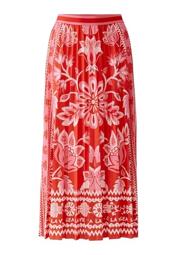 Oui Damen Plisseerock Silky Touch Qualität tailliert geschnitten Platziertes Motiv von Oui