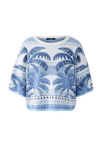 Oui Damen Pullover Baumwoll- Viskosemischung mit Glanzgarn lässig geschnitten Floral von Oui
