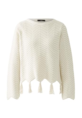 Oui Damen Pullover Baumwollmischung Boxy geschnitten Geometrical Freizeit U-Boot-Ausschnitt Blende Baumwollmischung von Oui