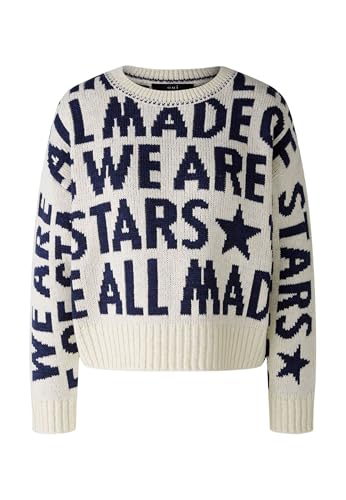 Oui Damen Pullover Baumwollmischung boxy geschnitten Wording von Oui