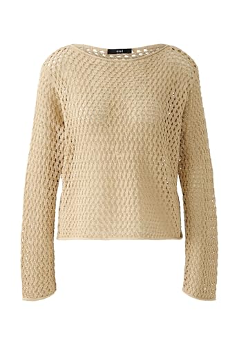 Oui Damen Pullover Baumwollmischung lässig geschnitten Uni Freizeit U-Boot-Ausschnitt ohne Kragen Baumwollmischung von Oui