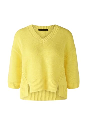 Oui Damen Pullover Baumwollmischung lässig geschnitten Uni Freizeit V-Ausschnitt Blende Baumwollmischung von Oui