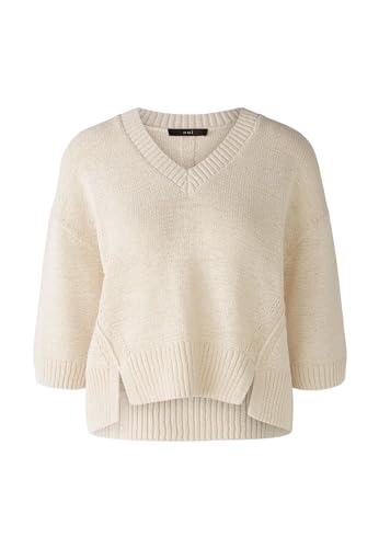 Oui Damen Pullover Baumwollmischung lässig geschnitten Uni Freizeit V-Ausschnitt Blende Baumwollmischung von Oui