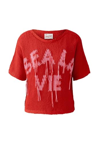 Oui Damen Pullover Baumwollmischung oversized geschnitten Wording von Oui