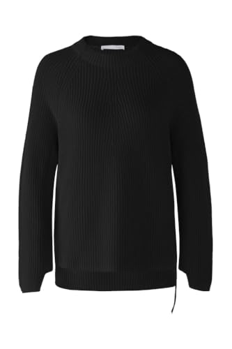 Oui Damen Pullover RUBI mit Reißverschluss, in reiner Baumwolle gerade geschnitten Uni von Oui