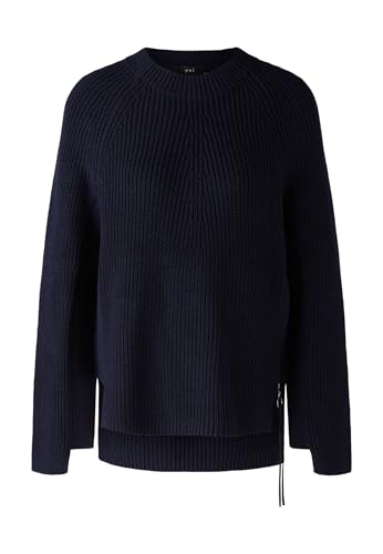 Oui Damen Pullover RUBI mit Reißverschluss, in reiner Baumwolle gerade geschnitten Uni von Oui