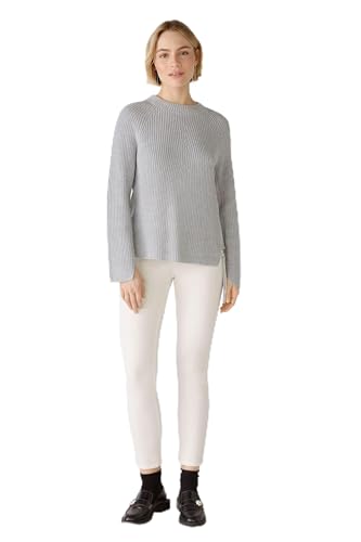 Oui Damen Pullover RUBI mit Reißverschluss, in reiner Baumwolle gerade geschnitten Uni von Oui