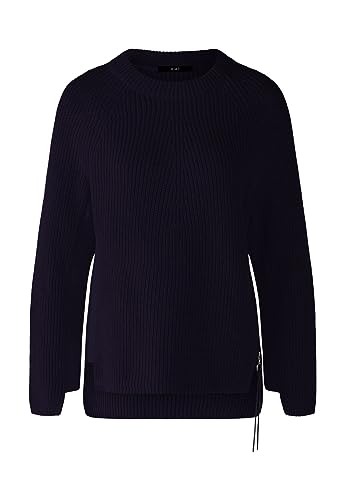 Oui Damen Pullover Rubi mit Reißverschluss, in Reiner Baumwolle gerade geschnitten Uni Lounge/Homewear, Freizeit Rundhals Blende Baumwolle von Oui