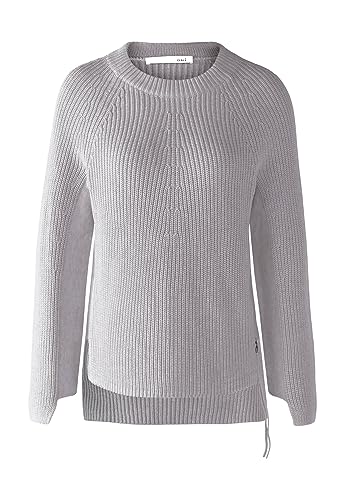 Oui Damen Pullover Rubi mit Reißverschluss, in Reiner Baumwolle gerade geschnitten Uni Lounge/Homewear, Freizeit Rundhals Blende Baumwolle von Oui