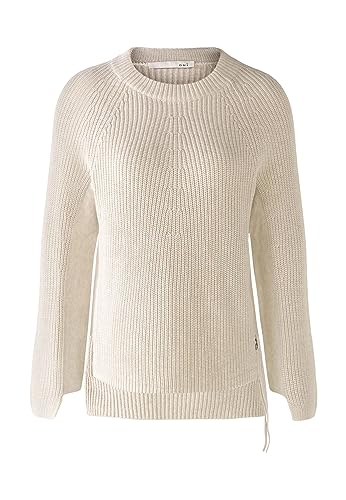 Oui Damen Pullover Rubi mit Reißverschluss, in Reiner Baumwolle gerade geschnitten Uni Lounge/Homewear, Freizeit Rundhals Blende Baumwolle von Oui