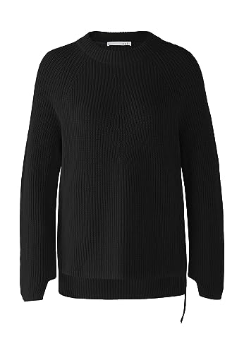 Oui Damen Pullover Rubi mit Reißverschluss, in Reiner Baumwolle gerade geschnitten Uni Lounge/Homewear, Freizeit Rundhals Blende Baumwolle von Oui