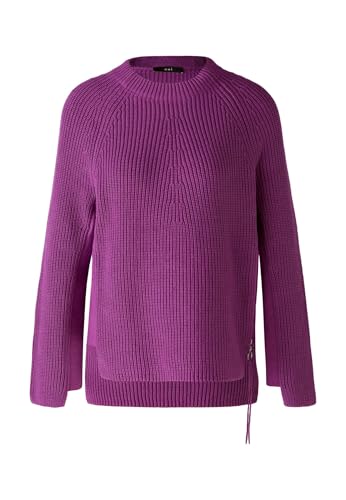 Oui Damen Pullover Rubi mit Reißverschluss, in Reiner Baumwolle gerade geschnitten Uni Lounge/Homewear, Freizeit Rundhals Blende Baumwolle von Oui