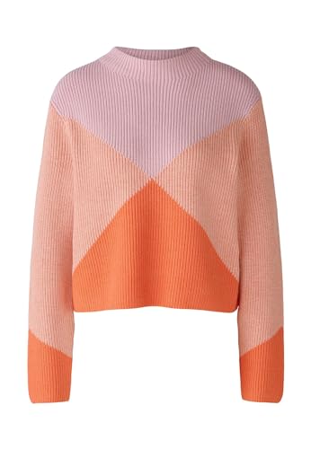 Oui Damen Pullover Viskosemischung lässig geschnitten Geometrical Freizeit Rundhals Stehkragen Viskosemischung von Oui