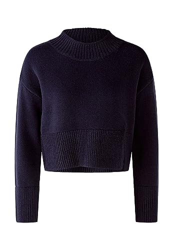 Oui Damen Pullover Wollmischung Boxy geschnitten Uni Freizeit Rundhals Stehkragen Wollmischung von Oui