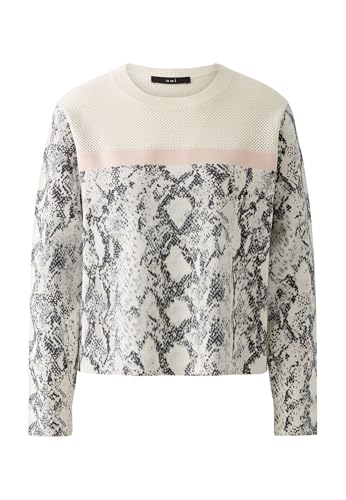 Oui Damen Pullover lässig geschnitten Animalprint Freizeit Rundhals ohne Kragen Viskosemischung von Oui