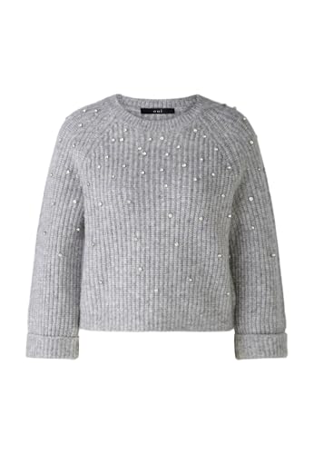 Oui Damen Pullover mit Wolle und Alpaka schmal geschnitten Uni Freizeit, Festlich Rundhals Blende Mischgewebe von Oui