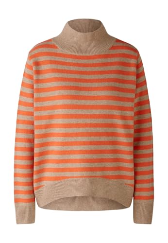 Oui Damen Rollkragenpullover mit Wolle lässig geschnitten Gestreift Freizeit Rollkragen Stehkragen Wollmischung von Oui