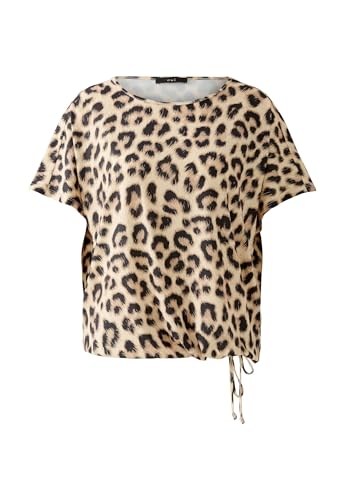 Oui Damen Shirt Silky Touch Qualität lässig geschnitten Floral Freizeit, Lounge/Homewear U-Boot-Ausschnitt ohne Kragen Slinky von Oui